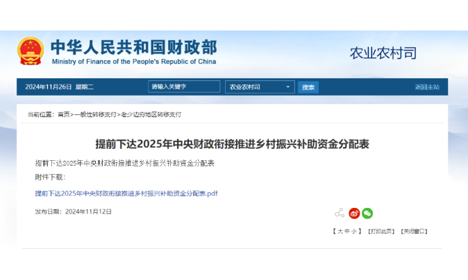 1593億元！財政部提前下達2025年鄉(xiāng)村振興補助資金，15個申報重點匯總